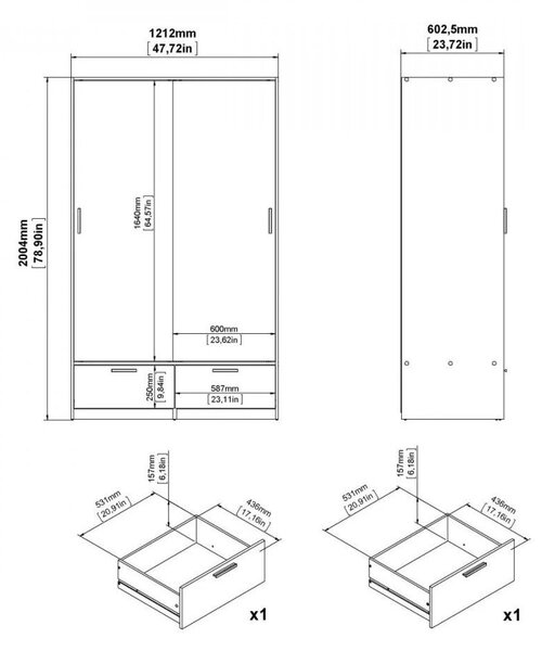 Šatníková skriňa v dekore duba s posuvnými dverami v prírodnej farbe 121x200 cm Line – Tvilum