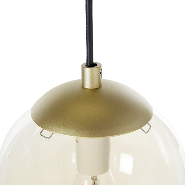Závesná lampa zlatá kovová 5 tienidiel z dymového skla moderný dizajn osvetlenie do interiéru obývacia izba