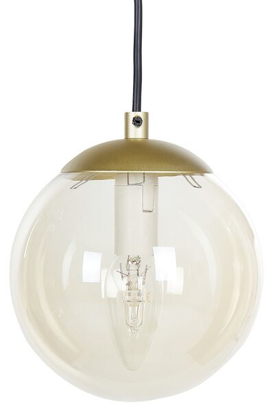 Závesná lampa zlatá kovová 5 tienidiel z dymového skla moderný dizajn osvetlenie do interiéru obývacia izba