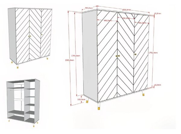 Biela detská šatníková skriňa 150x200 cm BILLY – Vipack