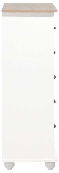 Komoda biela drevotrieska drevo hliník melamínový povrch 117 x 76 x 39 cm úložný priestor 5 zásuviek rustikálny štýl obývačka spálňa