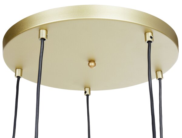 Závesná lampa zlatá kovová 5 tienidiel z dymového skla moderný dizajn osvetlenie do interiéru obývacia izba