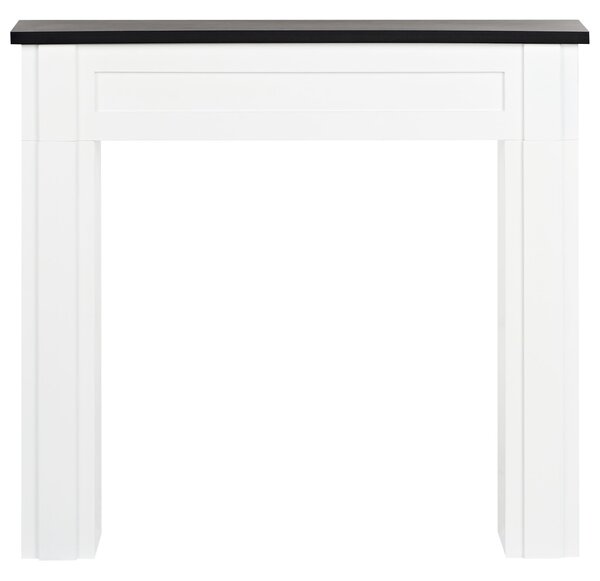 Krbová rímsa biela MDF 110 x 22 x 100 cm krbové obloženie zdobená predná časť tradičný klasický štýl obývacia izba