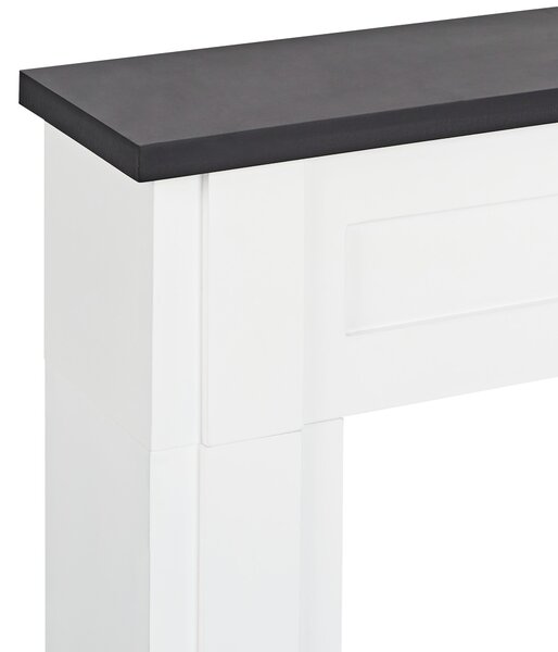 Krbová rímsa biela MDF 110 x 22 x 100 cm krbové obloženie zdobená predná časť tradičný klasický štýl obývacia izba