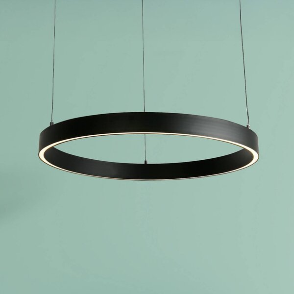 LED závesné svietidlo Layla, čierna, Ø 64 cm s nastaviteľnou výškou, Čierna, Obývacia izba / jedáleň, kov, Moderný, Závesné svietidlo