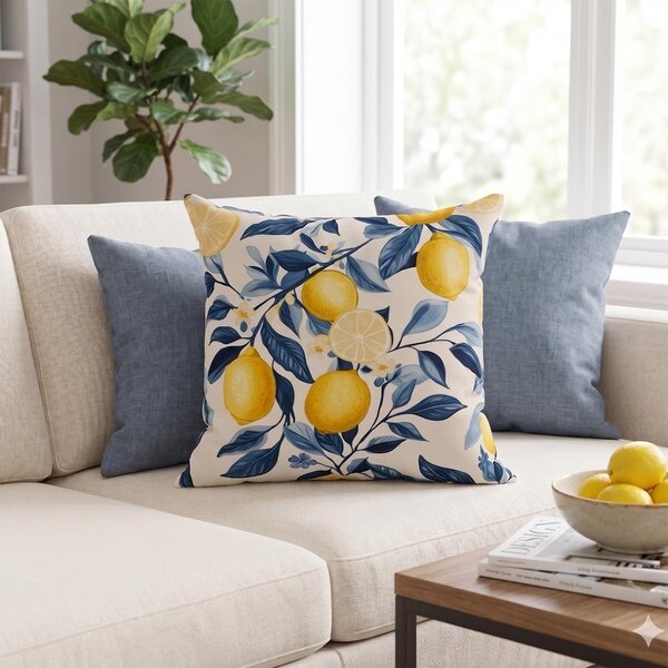DEKORAČNÁ OBLIEČKA NA VANKÚŠ SICIL LIMONE1 43X43 CM VZOROVANÁ