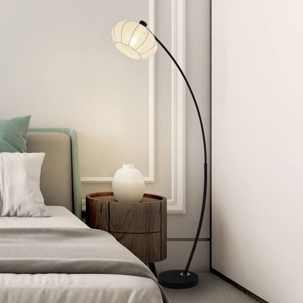 Stojacia lampa Radiant, čierna/biela, výška 156 cm, kov/látka, Čierna, Obývacia izba / jedáleň, kov, Stojaca lampa