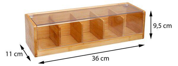 Drevený organizér na čaj Modern, 36x11x9,5 cm
