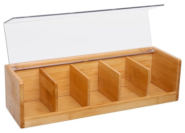 Drevený organizér na čaj Modern, 36x11x9,5 cm