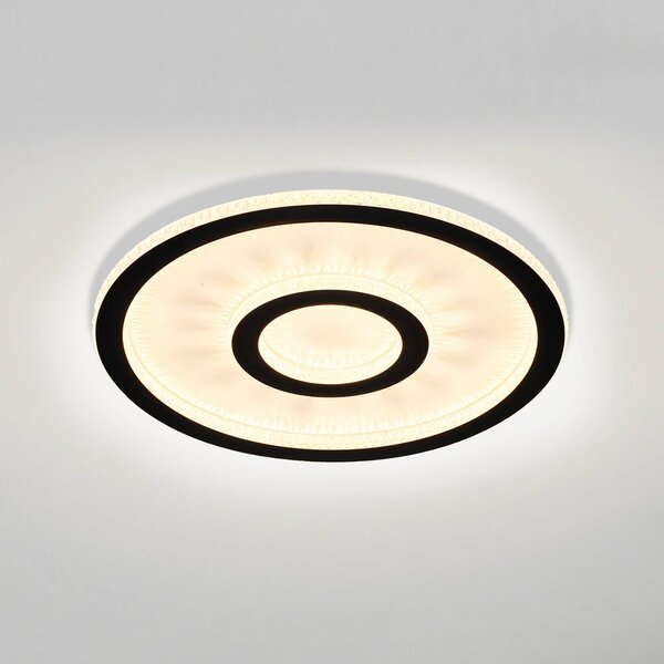 Stropné LED svetlo Roundel, biele/čierne, Ø 35 cm, železo/akryl, Biela / opálová, Obývacia izba / jedáleň, kov, Moderný, Závesné svietidlo