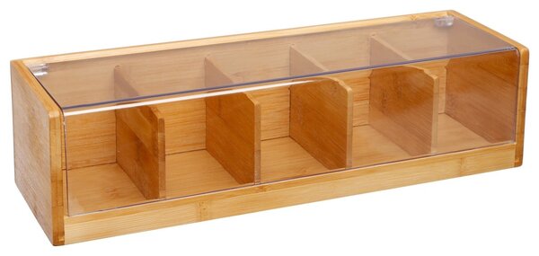 Drevený organizér na čaj Modern, 36x11x9,5 cm