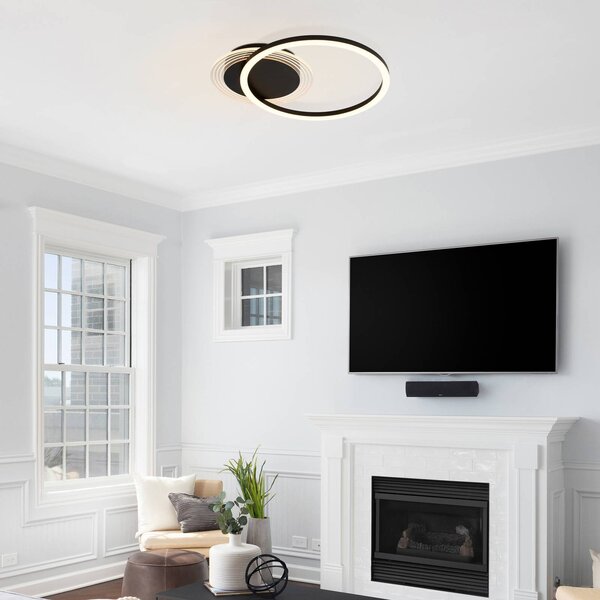 Searchlight Stropné LED svetlo Contour, čierna matná, dĺžka 40 cm, železo/akryl, Čierna, Obývacia izba / jedáleň, kov, Moderný, Stropné svetlo polkruhové s priestorom