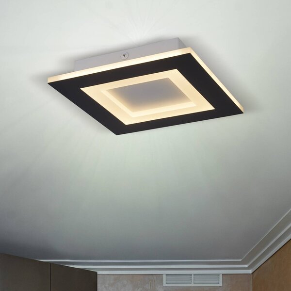 Searchlight Stropné LED svetlo Squary, dĺžka 39 cm, čierno-biele železo,, Čierna, Obývacia izba / jedáleň, kov, Moderný, Stropné svetlo