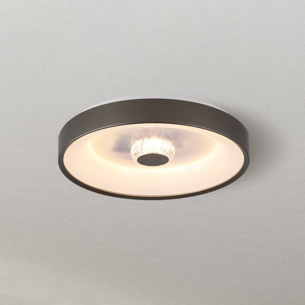 Searchlight Stropné LED svetlo Polka, béžová/biela, Ø 38 cm, železo/akryl, Hnedá / hrdzavá, Obývacia izba / jedáleň, kov, Moderný, Stropné svetlo polkruhové s priestorom
