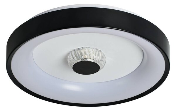 Searchlight Stropné LED svetlo Polka, čierno-biele, Ø 38 cm, železo/akryl, Čierna, Obývacia izba / jedáleň, kov, Moderný, Stropné svetlo polkruhové s priestorom