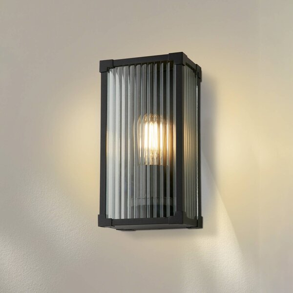 Searchlight Vonkajšie nástenné svietidlo Cincinnati, čierna, šírka 16 cm, kov, Čierna, Hliník, Moderný, Nástenné svietidlo