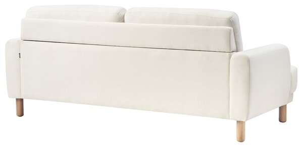 Pohovka krémová biela látkové čalúnenie 3-miestna drevené nohy minimalistický retro štýl obývacia izba