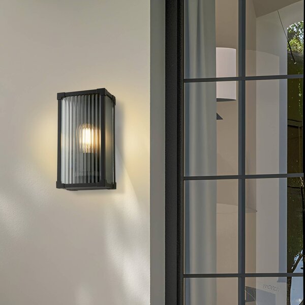 Searchlight Vonkajšie nástenné svietidlo Cincinnati, čierna, šírka 16 cm, kov, Čierna, Hliník, Moderný, Nástenné svietidlo