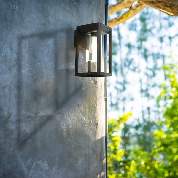 Searchlight Vonkajšie nástenné svietidlo Atlanta, čierna, šírka 16 cm, kov, Čierna, Hliník, Moderný, Nástenné svietidlo
