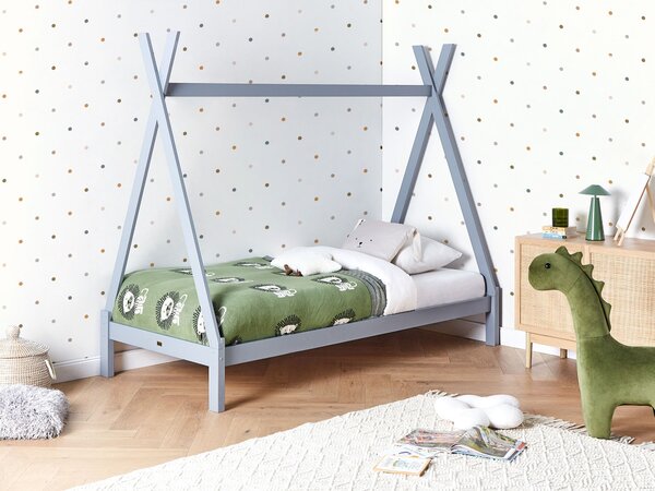 Detská posteľ teepee sivá borovicové drevo 90 x 200 cm jednolôžko pre deti lamelový rám postele