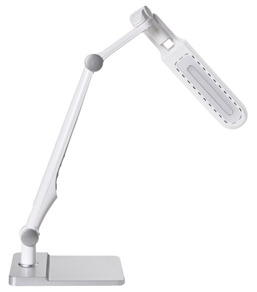 Stolná LED lampa strieborná syntetický materiál 3 režimy teploty svetla so stmievačom dotyková nastaviteľná otočné tienidlo kancelária