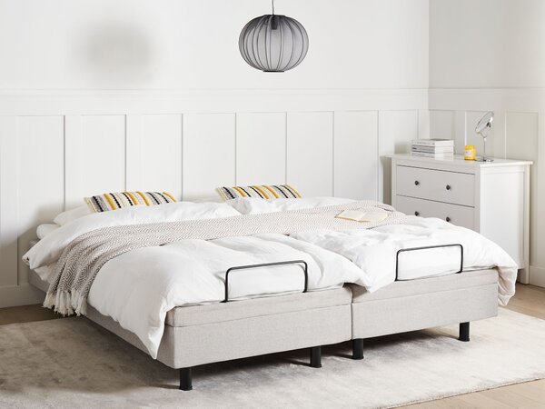 Elektricky polohovateľná posteľ béžová polyester 180 x 200 cm diaľkové ovládanie nastaviteľná posteľ bez čela moderný štýl spálňa