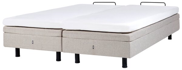 Elektricky polohovateľná posteľ béžová polyester 180 x 200 cm diaľkové ovládanie nastaviteľná posteľ bez čela moderný štýl spálňa