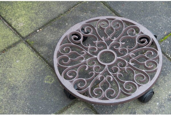 Kovový pojazdný podstavec pod kvetináč ø 34,5 cm Ornament – Esschert Design