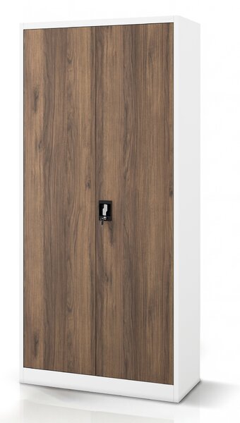 Kovová kancelárska skriňa na dokumenty biela / orech, 900x1950x400 mm: JAN H Eco Design