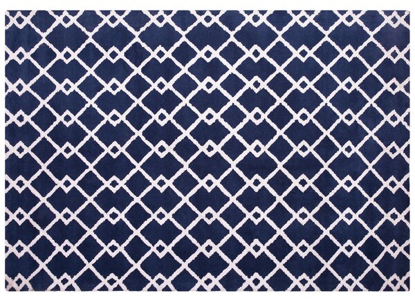 Koberec námornícka modrá polyester 160 x 230 cm geometrický vzor obdĺžnikový tvar moderný štýl obývačka spálňa