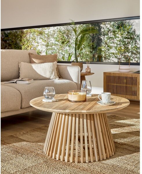 Konferenčý stolík z teakového dreva Kave Home Irune, ⌀ 80 cm