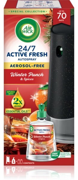 Air Wick Active Fresh Winter Punch & Spices automatický osviežovač vzduchu s náplňou 228 ml