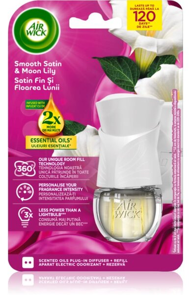 Air Wick Smooth Satin & Moon Lily Electric elektrický osviežovač vzduchu s náplňou 19 ml