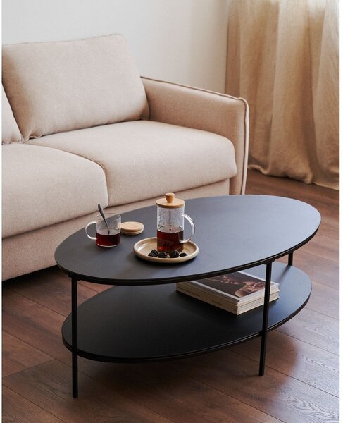 Čierny konferenčný stolík so sklenenou doskou 65x110 cm Fideia – Kave Home