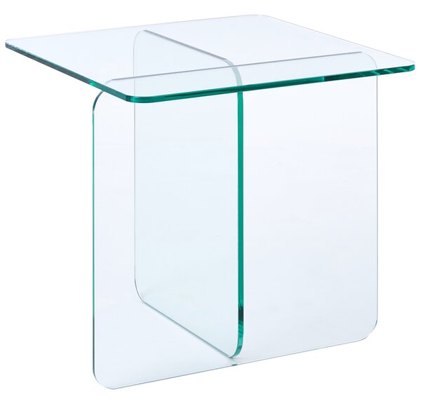 Odkladací stolík priehľadný sklenený 46 x 50 cm abstraktný minimalistický štýl obývacia izba