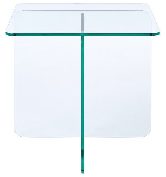 Odkladací stolík priehľadný sklenený 46 x 50 cm abstraktný minimalistický štýl obývacia izba