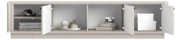 RTV skrinka Vesper 3D 187 cm na sokli - kasmír / čierne úchyty