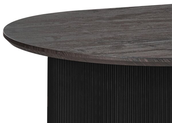 Jedálenský stôl čierny MDF vrchná doska 180 x 90 cm oválny tvar nohy s drážkovaným povrchom moderný štýl kuchyňa jedáleň