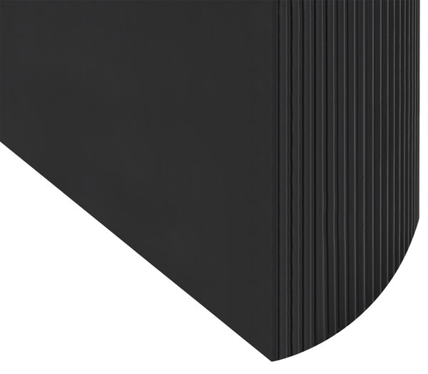 Jedálenský stôl čierny MDF vrchná doska 180 x 90 cm oválny tvar nohy s drážkovaným povrchom moderný štýl kuchyňa jedáleň
