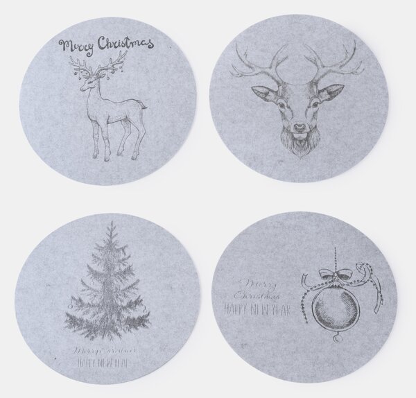 Sinsay - Prestierania na stôl so sviatočným motívom 4 pack - svetlošedá