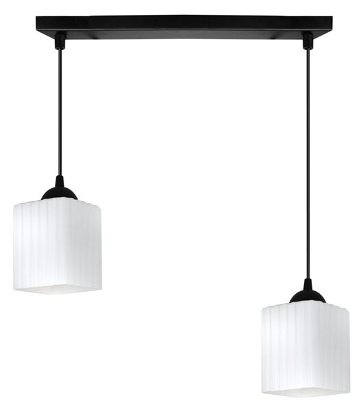Závesné svietidlo Riffle Square, 2x biele sklenené tienidlo, b