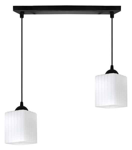 Závesné svietidlo Riffle Square, 2x biele sklenené tienidlo, b