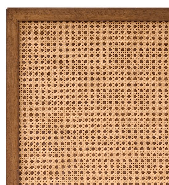 Posteľ tmavohnedá 120 x 200 cm umelý ratan drevotrieska kaučukové drevo s roštom moderný boho štýl spálňa