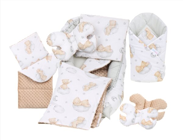 Hniezdo pre bábätko - Set 6v1 MyBaby Minky Farba: macko na obláčiku