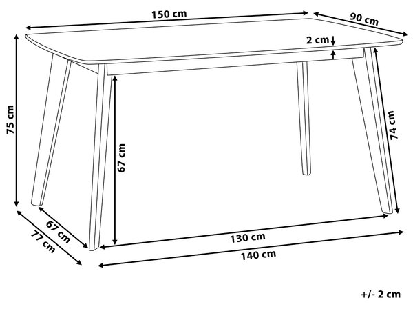 Jedálenský stôl biela vrchná doska nohy zo svetlého dreva 150 x 90 cm obdĺžnikový tvar moderný škandinávsky štýl kuchyňa jedáleň
