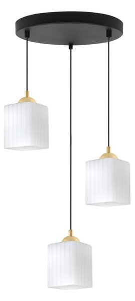 Závesné svietidlo Riffle Square, 3x biele sklenené tienidlo, b/g, o