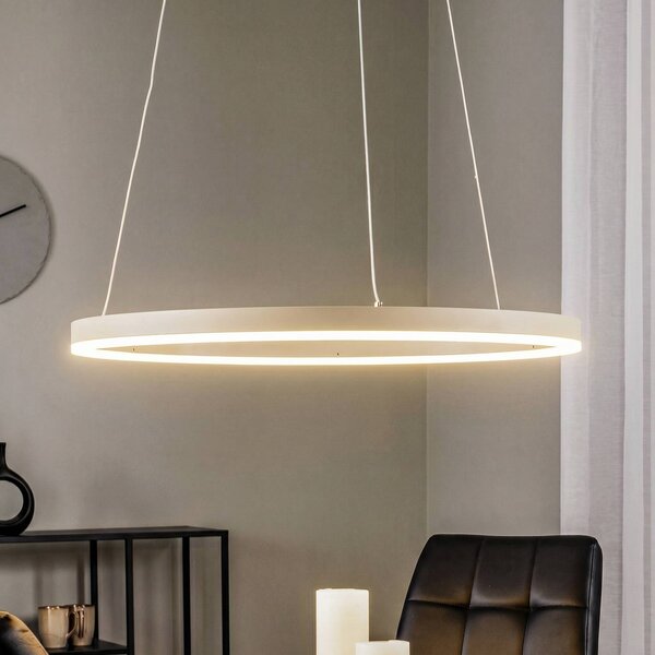Arcchio LED závesné svietidlo Albiona, béžové, 1 krúžok, Ø 60 cm, Krémová / jantárovo žltá, Kuchyňa, kov, Moderný, Závesné svietidlo