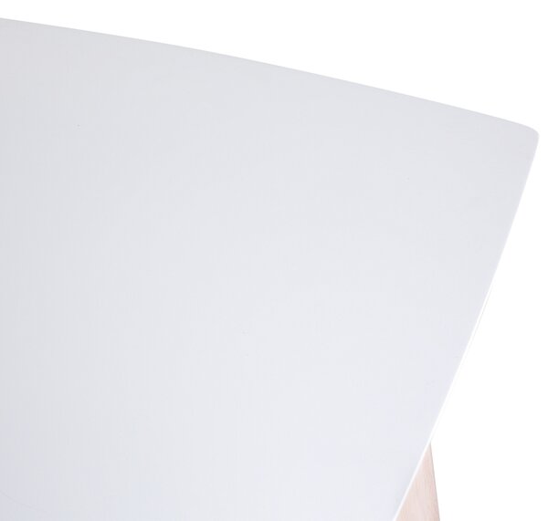 Jedálenský stôl biela vrchná doska nohy zo svetlého dreva 150 x 90 cm obdĺžnikový tvar moderný škandinávsky štýl kuchyňa jedáleň
