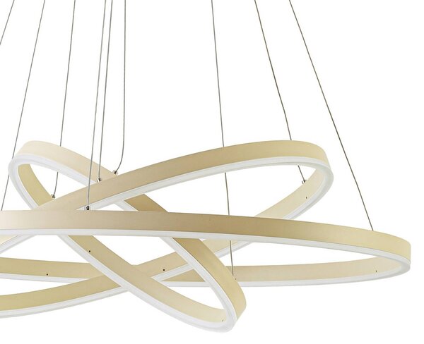 Arcchio LED závesné svietidlo Albiona, béžové, 3 krúžky, Ø 80 cm, Krémová / jantárovo žltá, kov, Moderný, Závesné svietidlo