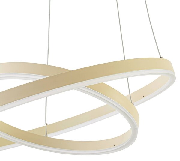 Arcchio LED závesné svietidlo Albiona, béžové, 2 krúžky, Ø 60 cm, Krémová / jantárovo žltá, Kuchyňa, kov, Moderný, Závesné svietidlo